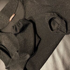 Black Glitter Long Sleeve Top